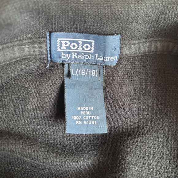 Polo Ralph Lauren Men Sweater Large 16/18 Blue 1/4 Zip Pullover Pony Logo Preppy - Picture 10 of 11